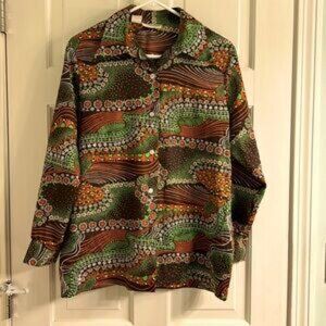 Rare Vintage Alfred Dunner Printed Disco Shirt - size 16
